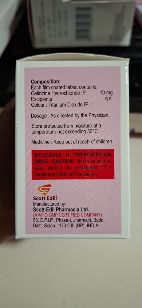Cetrizine Tablet - Drug Type: General Medicines