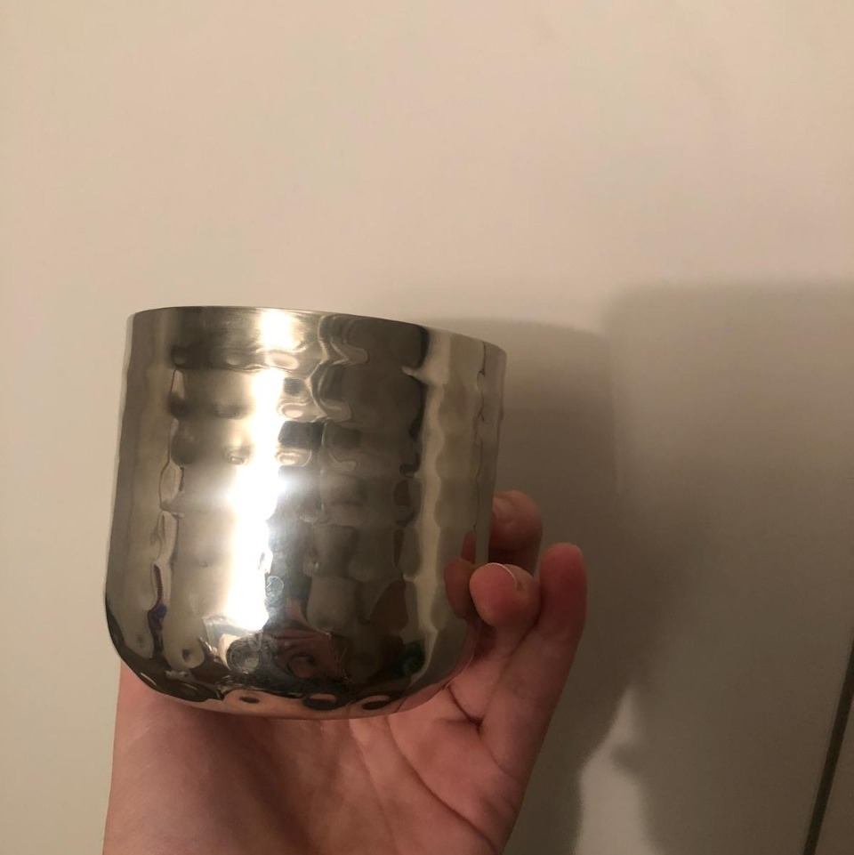 New Hammered Stainless Steel Candle Holder And Candle Jar Use - Color: Silver