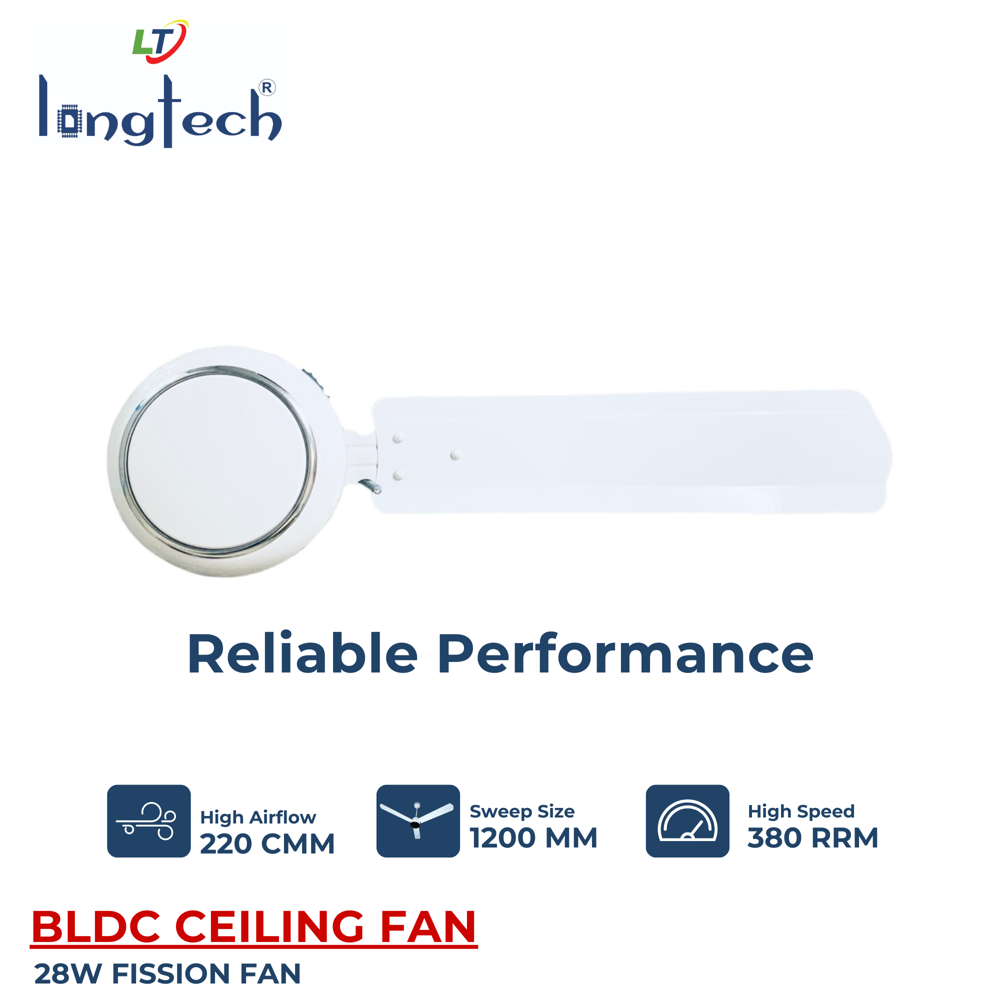 28W LONGTECH FISSION WHITE BLDC CEILING FAN WITH REMOTE