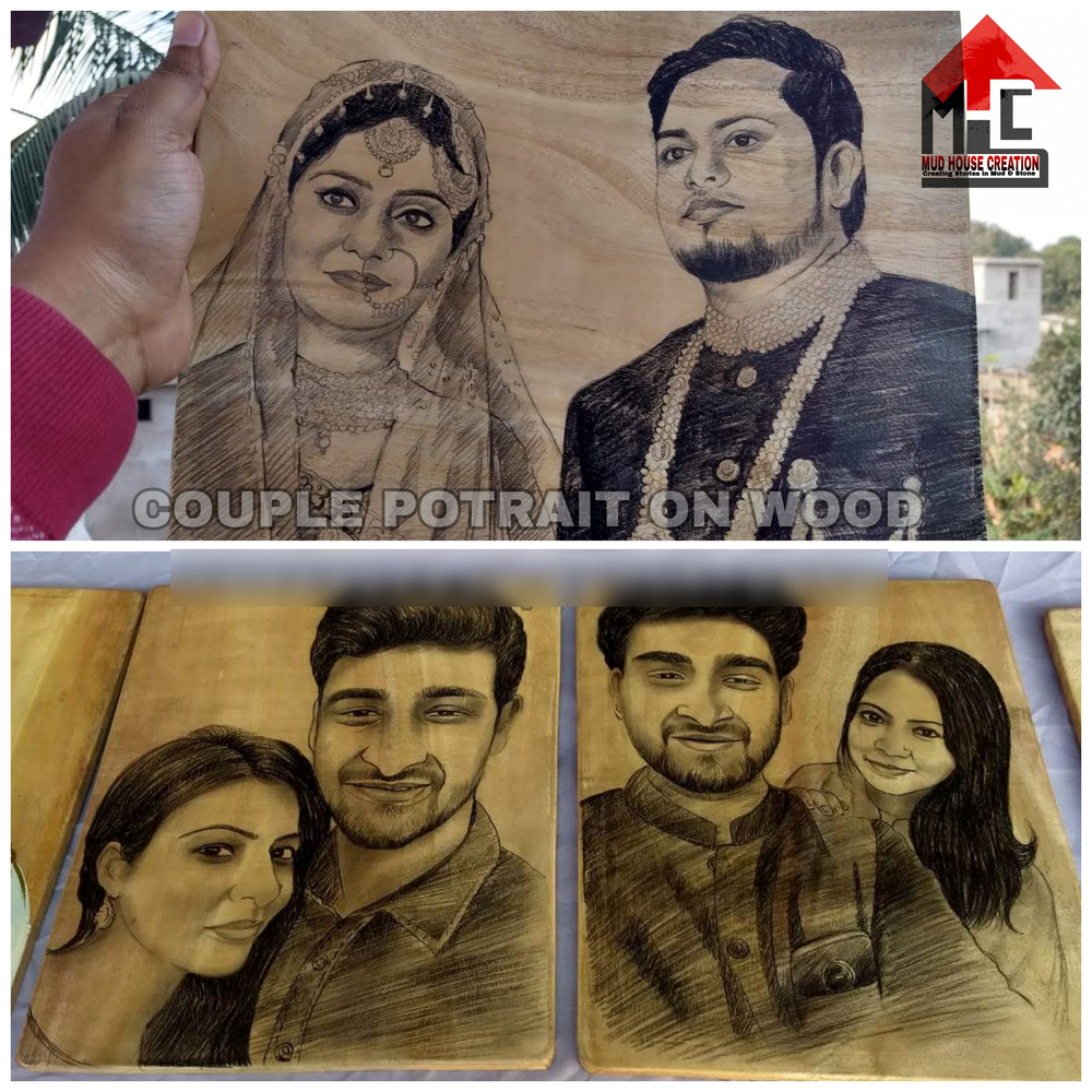 Couple potrait On Wood