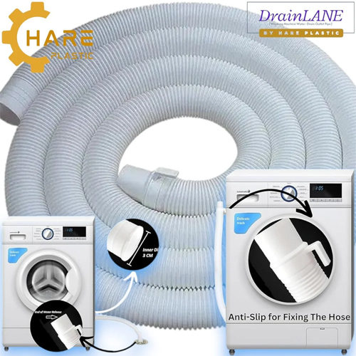 3 Meters - Washing Machine Water Drain Outlet Pipe Spiril Pe - Color: White