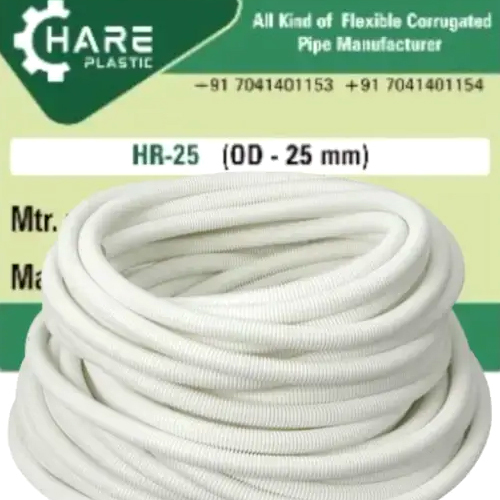 25Mm Flexible Corrugated Conduit Pipe (Hdpe) - Color: White
