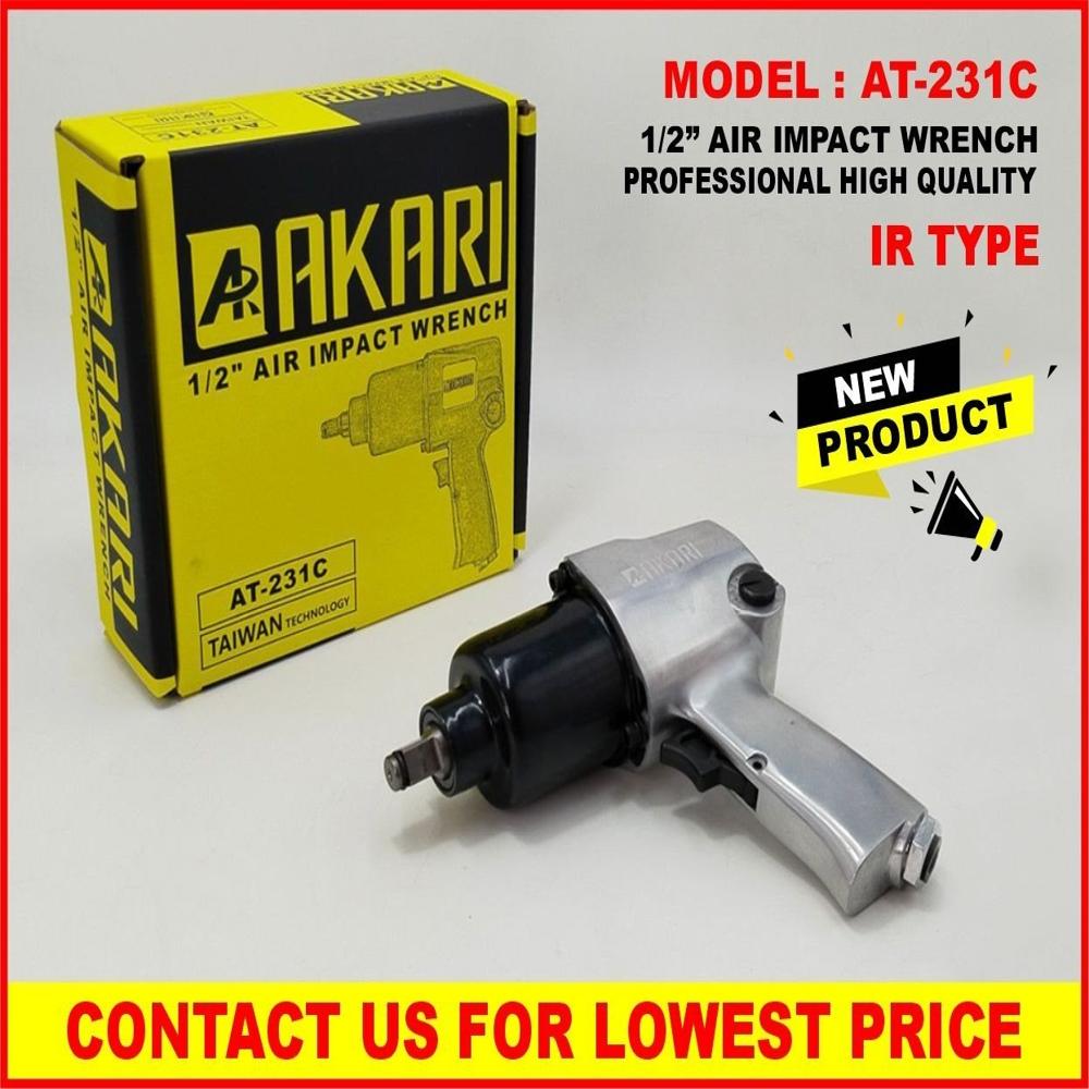 Impact Wrench Kit At-231c-k - Alloy Steel, 180x210x70 Mm, Silver & Black | Twin Hammer Clutch, Pneumatic, 312 Nm Torque