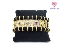Elegant Pave American Diamond Handmade Gold Plated Thread Bracelet - Brass Material, Adjustable 8.5 + 1.5 Inches, Zircon Round Stones | 67 Gram Weight Per Piece, Unique Design