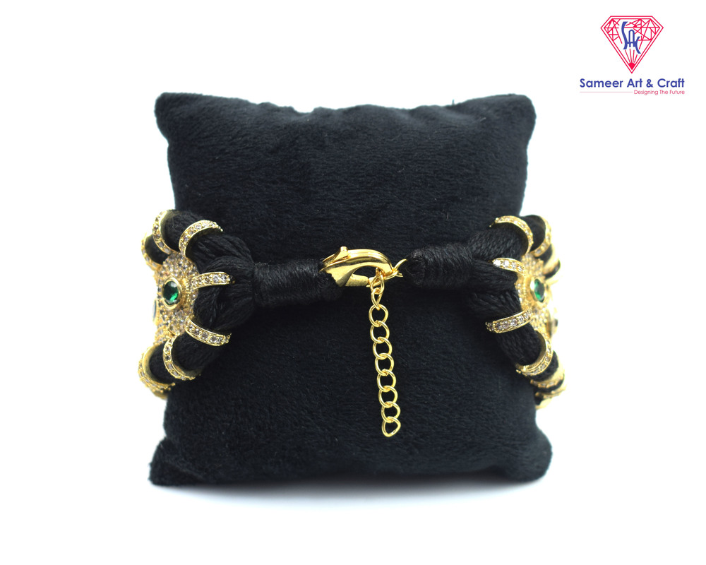 Elegant Pave American Diamond Handmade Gold Plated Thread Bracelet