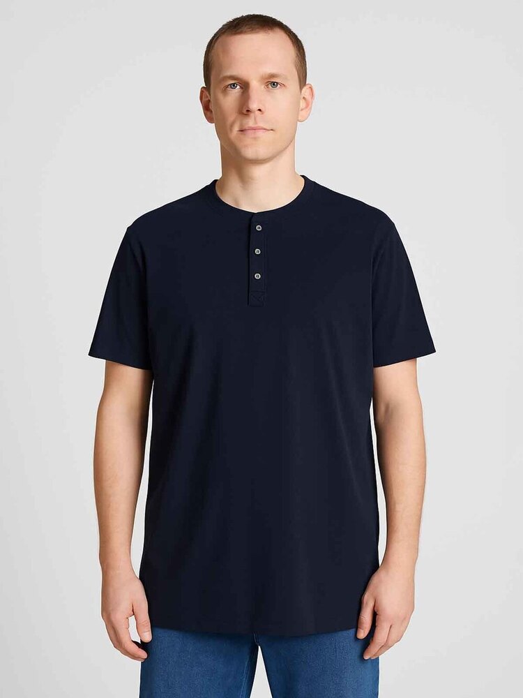 Mens Henley Neck Short Sleeve T-Shirt