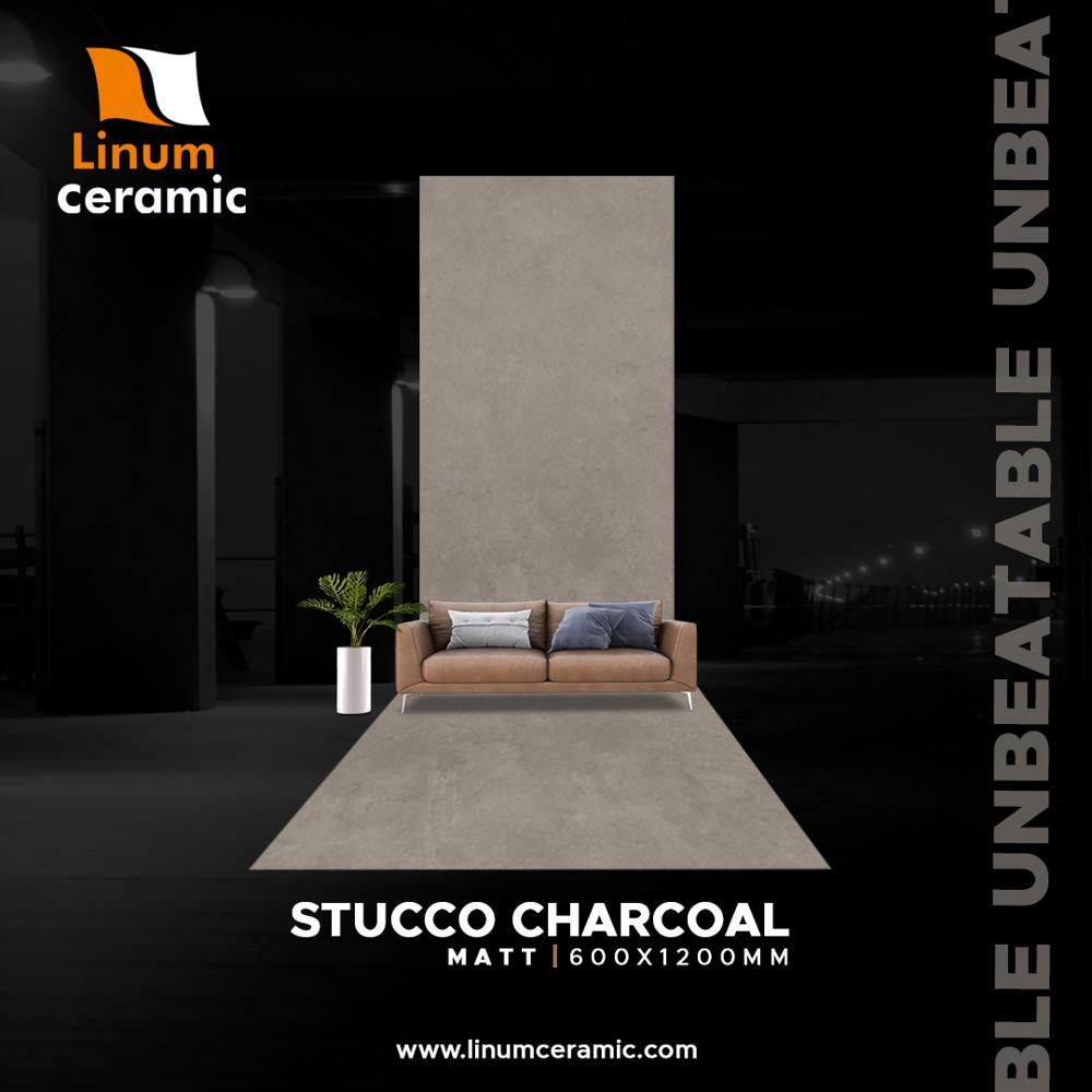 600x1200 Mm Stucco Charcoal Matt Finish Tile - Feature: Heat Insulation