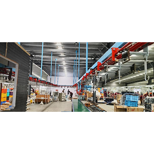 Fan Testing Overhead Conveyor System - Color: Multicolor Paint Coated
