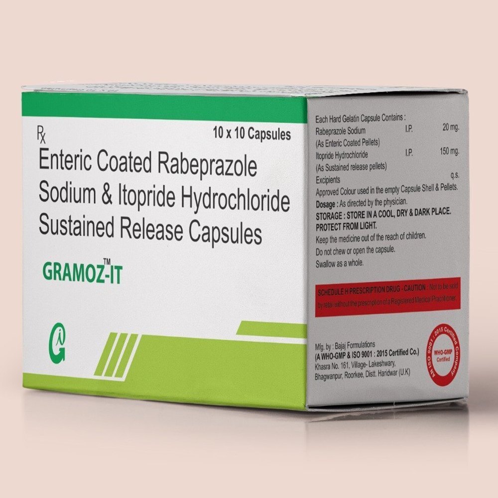 Gramoz-It (Enteric Coated Rabeprazole 20Mg & Itopride Hcl 150 Mg Sustained Release) Capsules