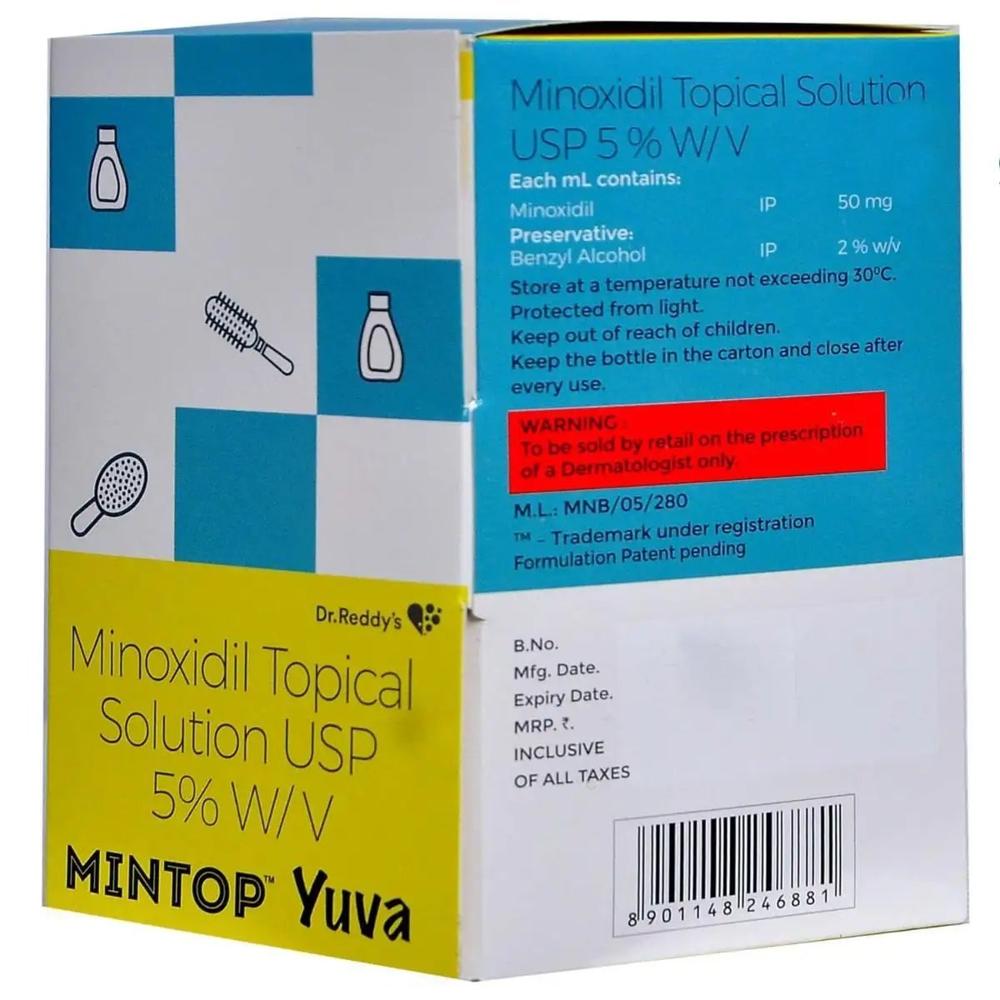 Mintop Yuva Minoxidil 5% Solution - Liquid Formulation, 5% Minoxidil Content | Treats Alopecia, Stimulates Hair Growth, For Adults