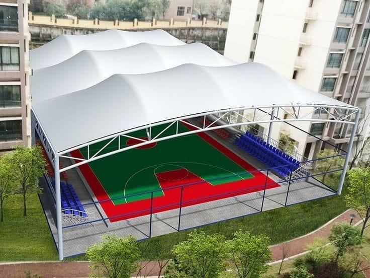 Barrel Vault Tensile Structure - Color: White
