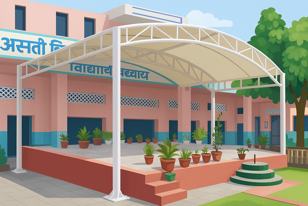 Barrel Vault Tensile Structure - Color: White