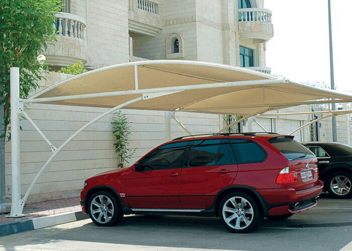 Car Parking Tensile Structure - Color: White