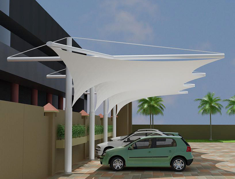 Car Parking Shed Structure - Color: White