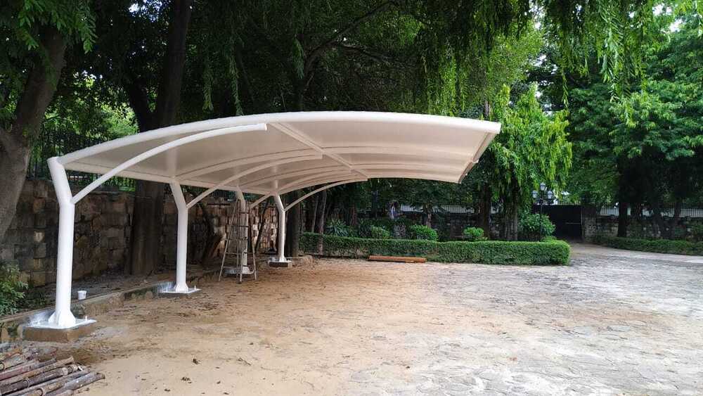 Car Parking Fabric Structure - Color: White