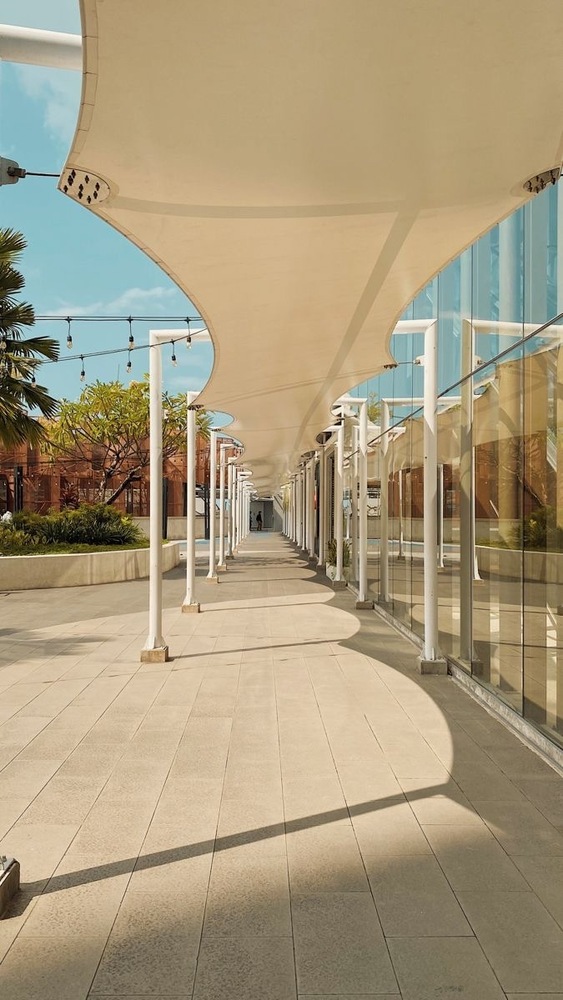 Walkway Tensile Covering Straucture - Color: White