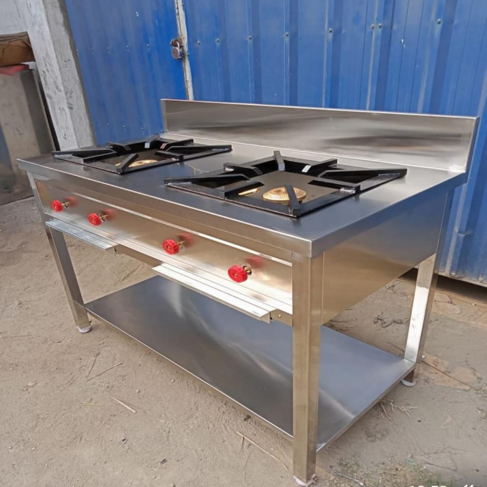 Indian Burner - Stainless Steel, Standard Size | 3 Burner Gas Stove For Restaurant, Heavy Duty, Free Stand Installation, Ideal For Diverse Indian Cuisine