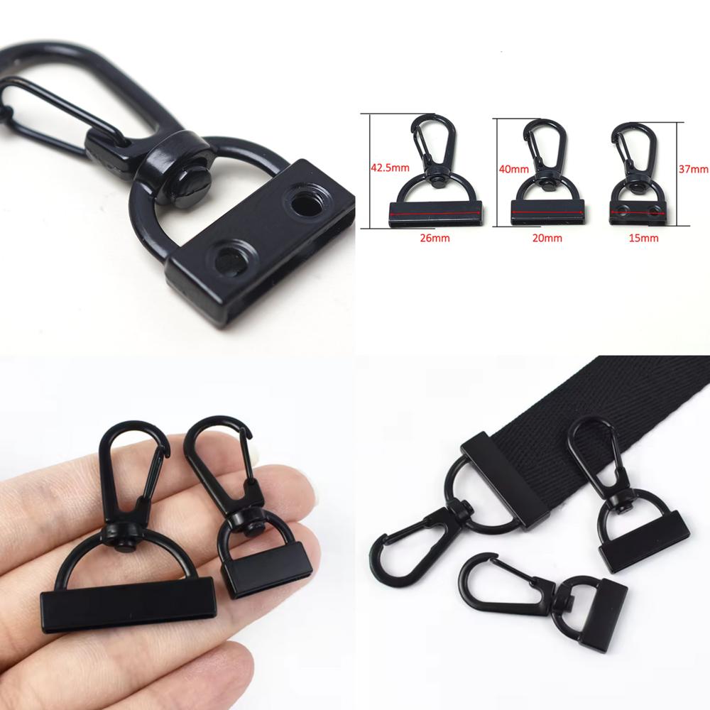 Black Leather Bag Strap Hardware Accessories Side Clip Buckle Swivel Clasp Hook Buckle Luggage Ring Belt - Hardness: Yes