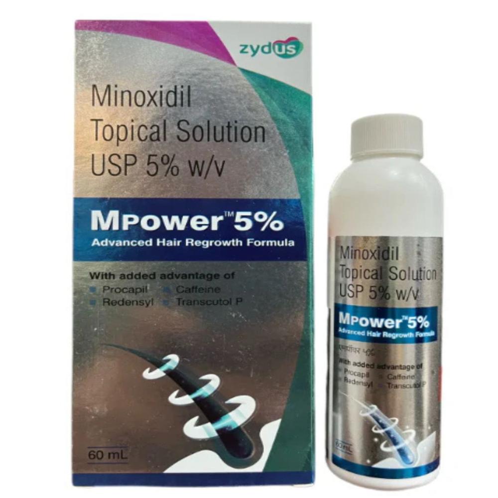 Mpower 5% Minoxidil Solution 60ml - Liquid Formulation, Suitable For Adults | Improves Blood Flow For Hair Growth, Prescribed Dosage
