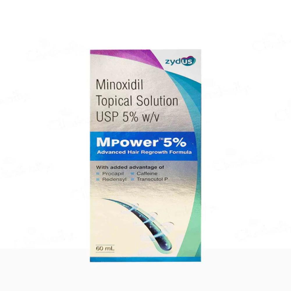 Mpower 5% Minoxidil Solution 60ml - Liquid Formulation, Suitable For Adults | Improves Blood Flow For Hair Growth, Prescribed Dosage