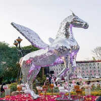 Fiber Mirror Horse Statue