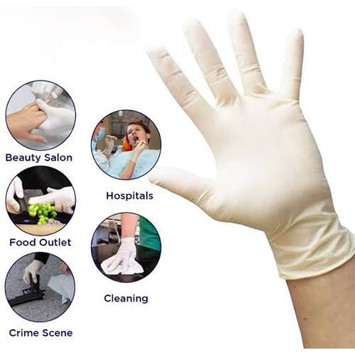 Latex Examination Gloves - Latex Material, Unisex Design, White Color | Durable, Plain Style for Medical and Hospital Environments