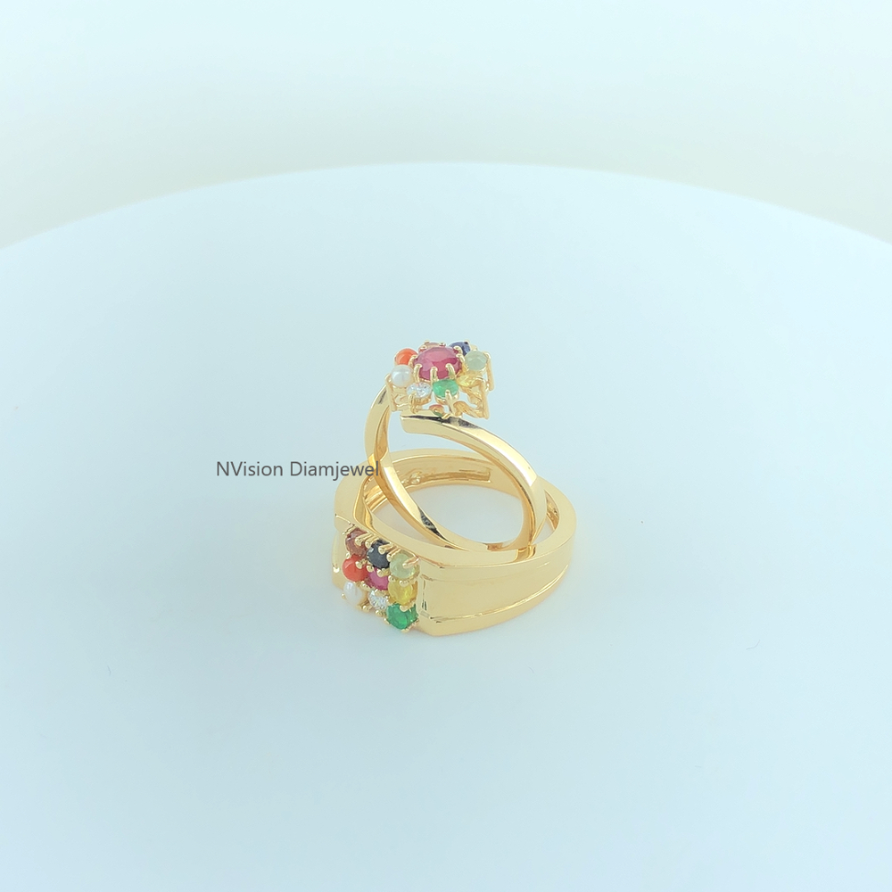 Natural Diamond & Nav Grah Gemstones Cosmic Couple Rings