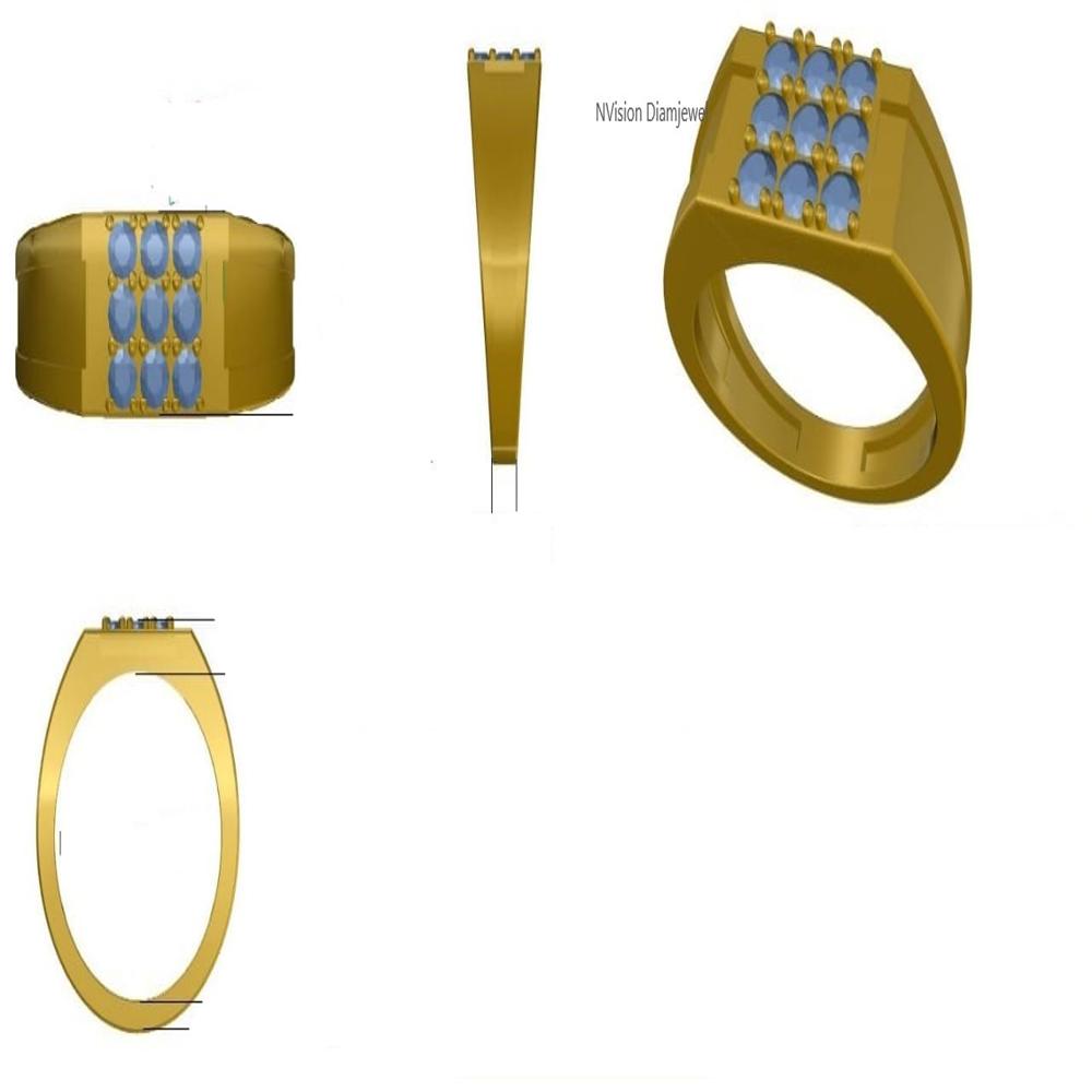 Natural Diamond & Nav Grah Gemstones Cosmic Couple Rings - Color: Ef