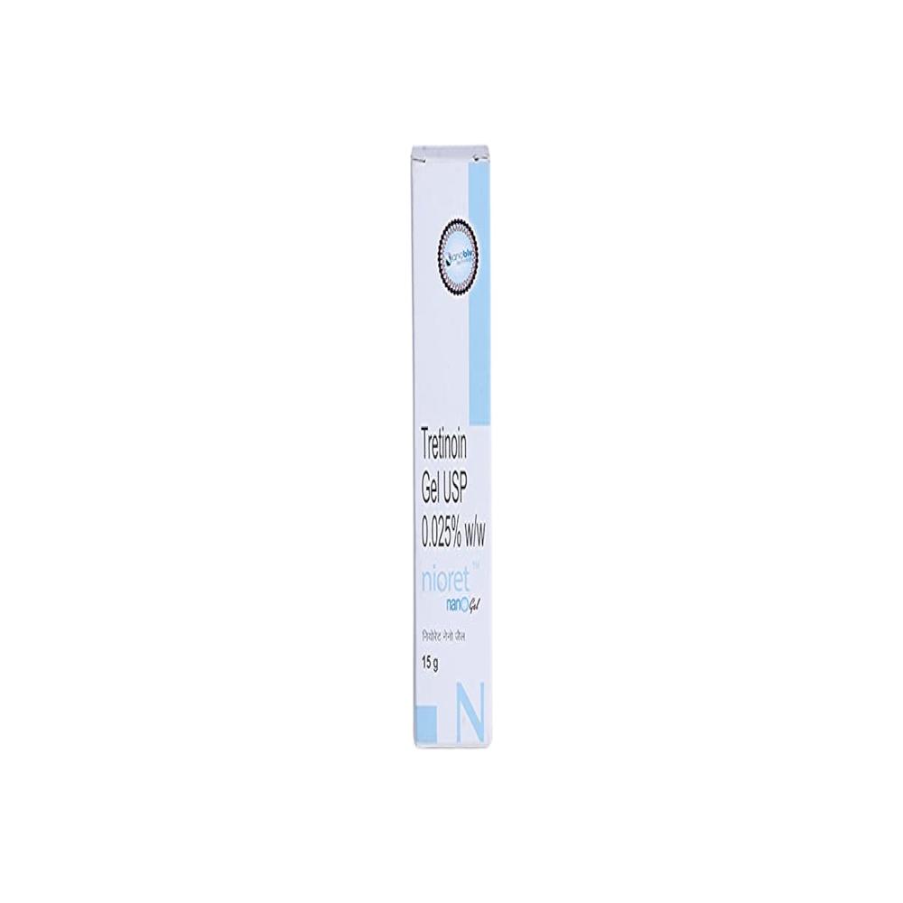 Nioret Nano Tretinoin (0.025% W/w) Gel - 15g Gel, Vitamin A Derived Formula For Acne Treatment And Skin Smoothing, Suitable For Adults