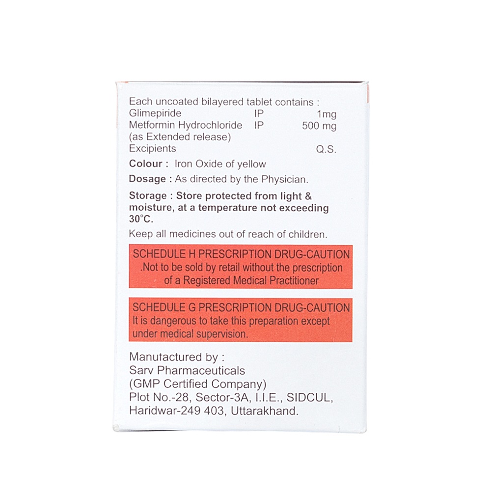 Glimepiride And Metformin Hydrochloride Extended Release Tablets IP