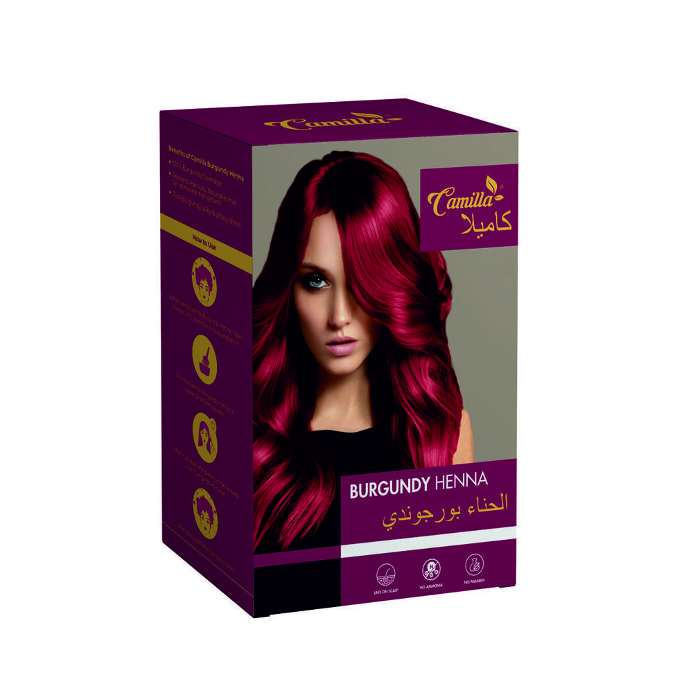 Camilla Burgundy Henna Powder Hair Color - Features: 100% Safe & Natural