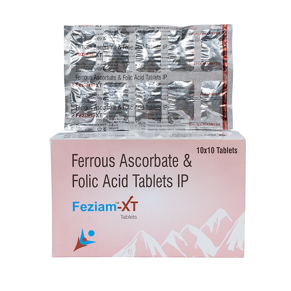 Ferrous Ascorbate Folic Acid Tablets - 10x10 Pieces, Convenient Oral Administration For Adults - Supports Hemoglobin And Red Blood Cell Production