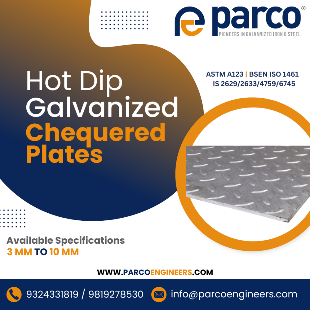 Gi Checkered Plates - Galvanized, 3 Mm To 10 Mm | Ideal For Railway Platforms And Skywalks