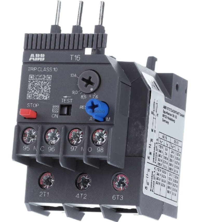 ABB 3 Pole Overload Relays - ABS Plastic, 440 Volt, Black | 50/60 Hertz Frequency, 3-Phase Motor Protection Device