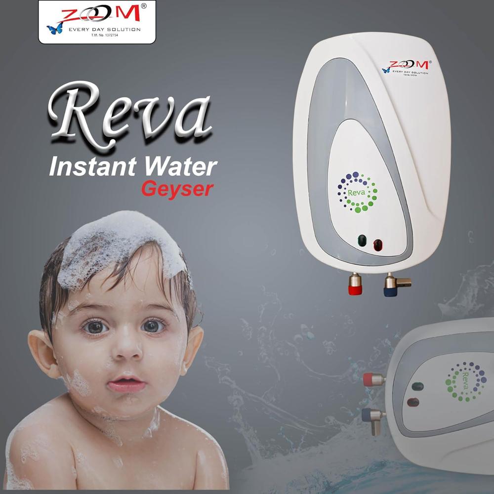 Reva Instant Water Heater - Stainless Steel, 1 Liter | 3000 Watt, Efficient Heating, Wall Mounted, 2-year Warranty