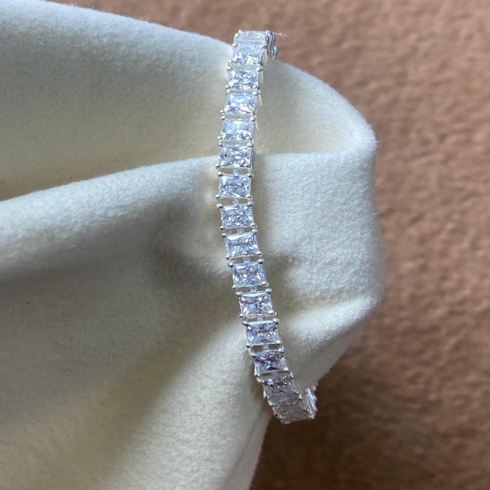 Moissanite Diamond Tennis Bracelet With 4mm Princess Cut Moissanite, Excellent Look - Color: White(d)