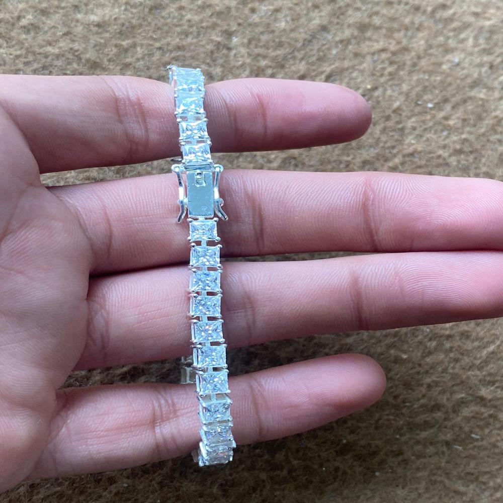 Moissanite Diamond Tennis Bracelet with 4MM Princess Cut Moissanite, Excellent look