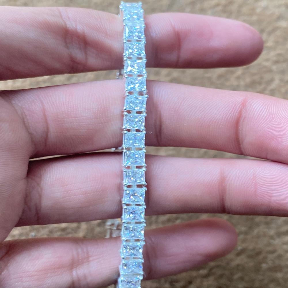 Moissanite Diamond Tennis Bracelet with 4MM Princess Cut Moissanite, Excellent look