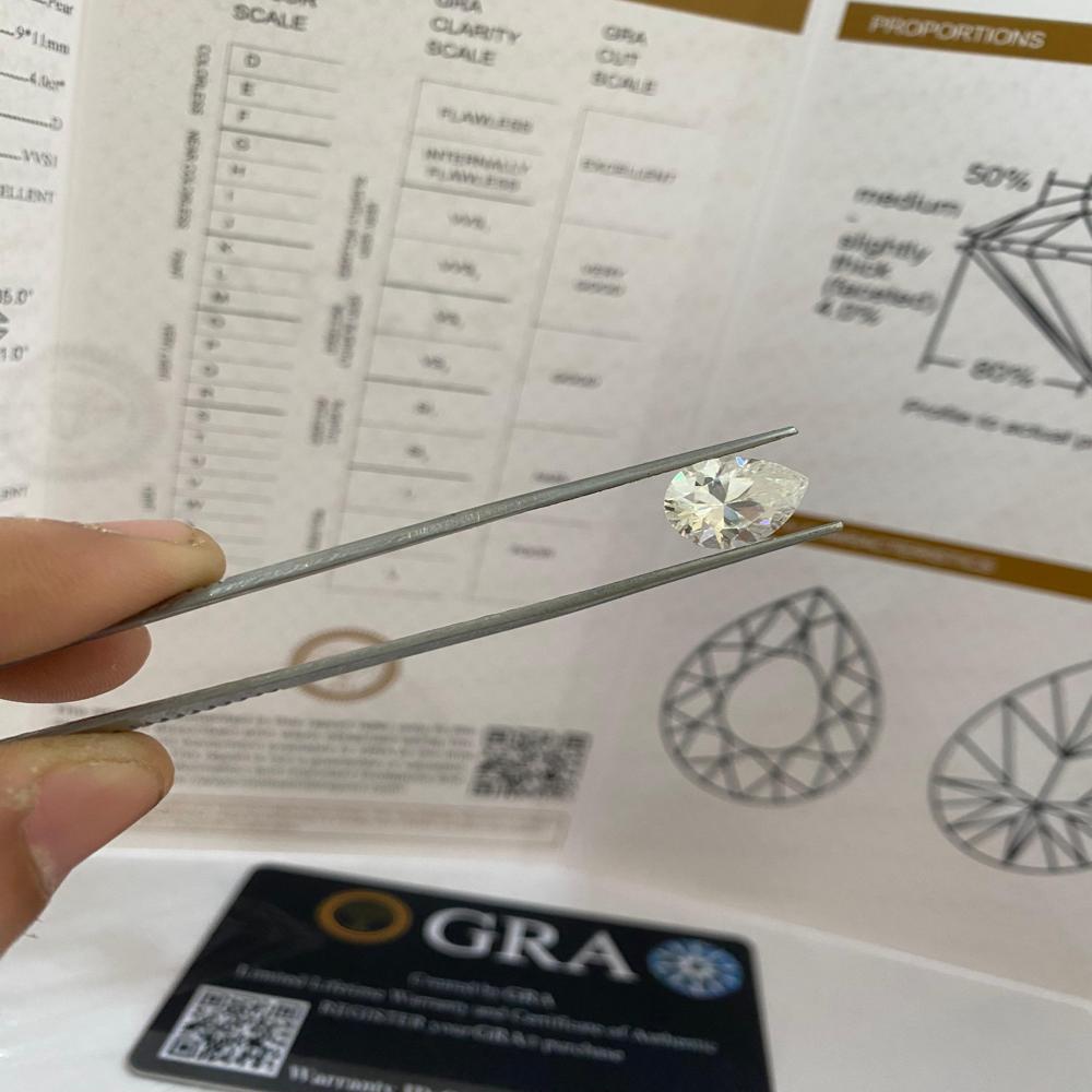 GRA Certified Pear Moissanite