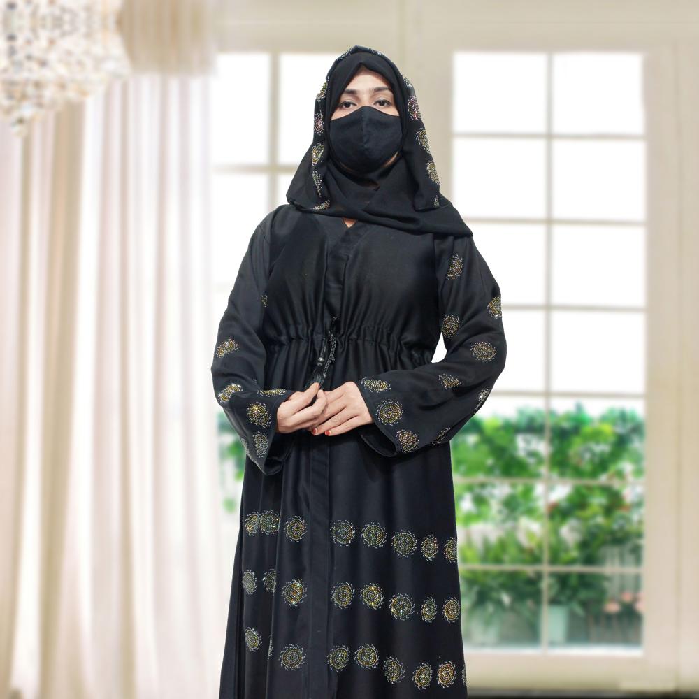 Black Abaya Stone Work For Women Elegant Modest Wear Black Stylish Dubai Abaya