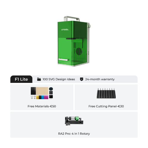 xTool F1 Lite Light Green Portable High Speed Laser Engraver Compact Power for Everyday Customization