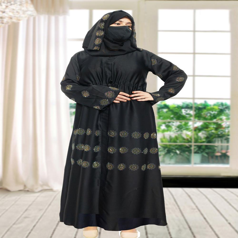 Black Abaya Stone Work For Women Elegant Modest Wear Black Stylish Dubai Abaya