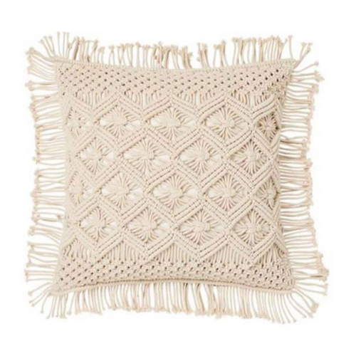 San Remo Macrame Cushion And Cover - Color: White