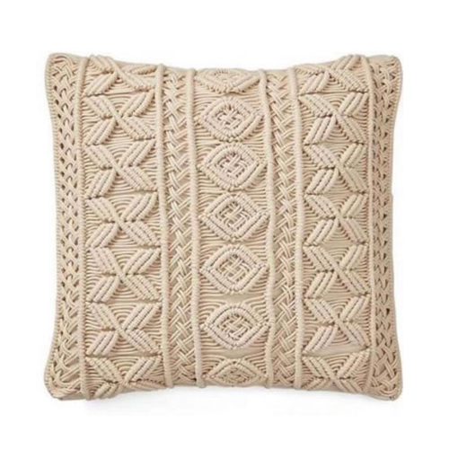 Ralph Lauren Meadow Macrame Sand Decorative Cushion And Cover - Color: Off White
