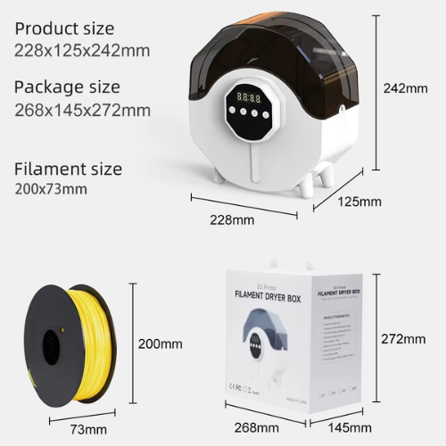 Filamont Filament Dryer Box Fdm 3d Printer Accessory For Moisture Free Filaments - Color: Black And White
