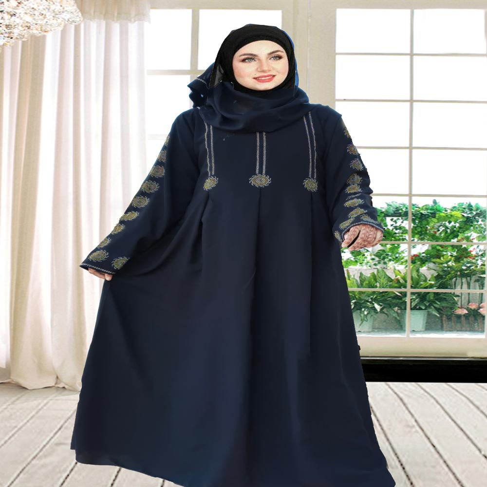 Black Abaya Stone Work For Women Elegant Modest Wear Black Stylish Dubai Abaya