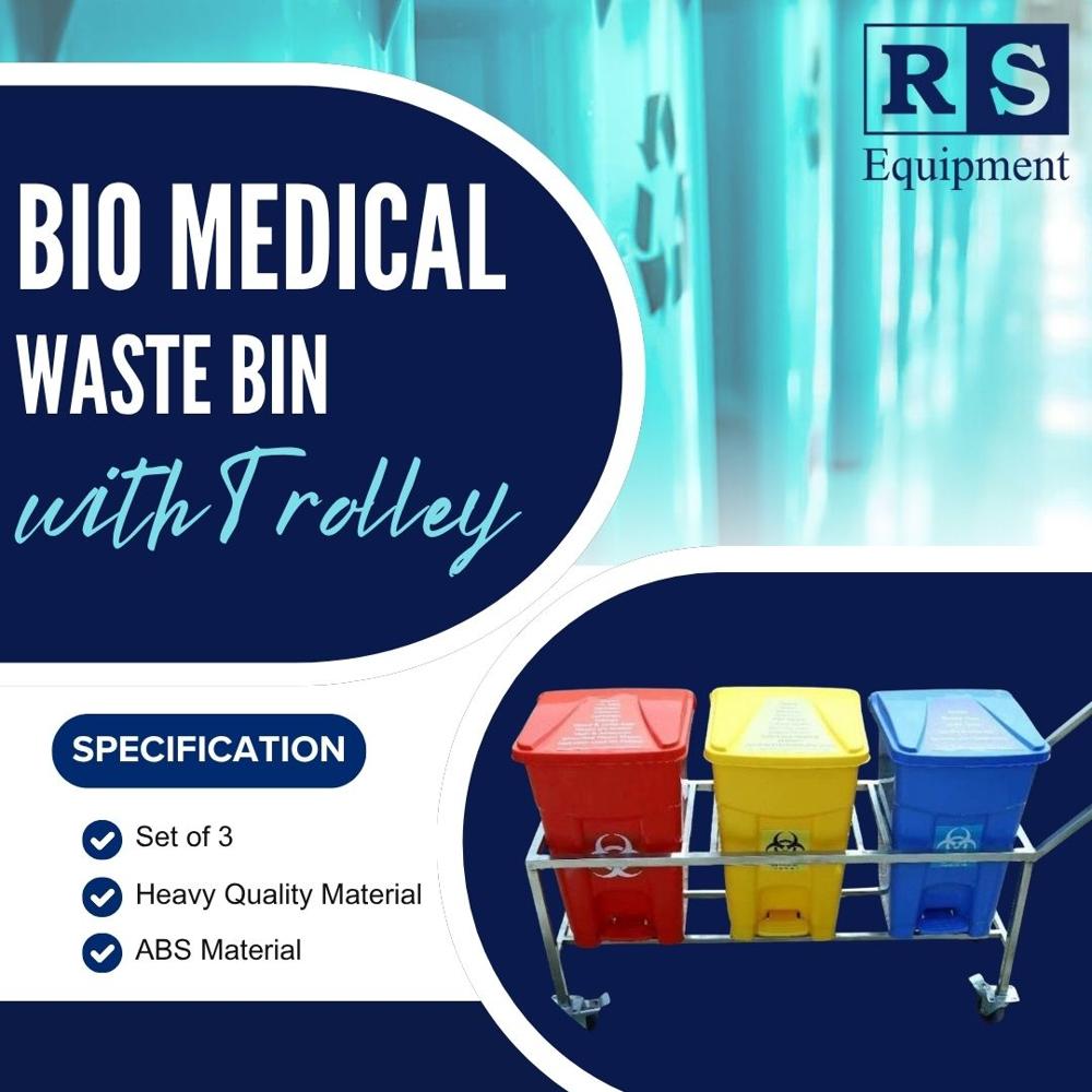 Bio Medical Waste Bin With Trolley Set of 3