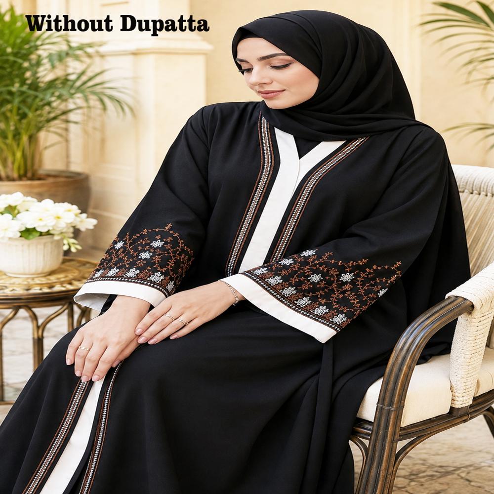 Abaya Embroidery Work Burqa For Women Modest Wear Stylish Dubai Abaya - Color: Mint Green