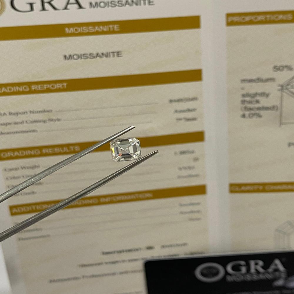 GRA Certified Asscher cut Moissanite D VVS1 Excellent cut for Jewellery