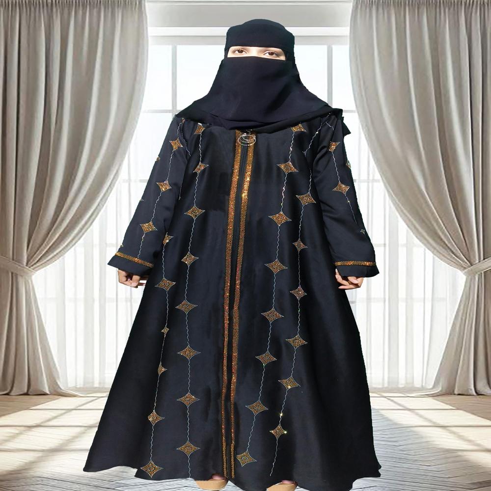 Black Abaya Stone Work For Women Elegant Modest Wear Black Stylish Dubai Abaya